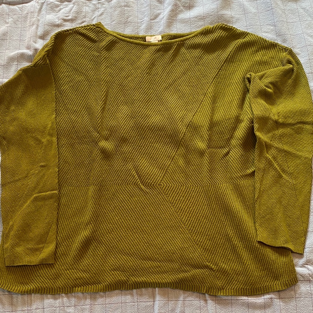 J. Jill Olive Green Textured Crewneck Sweater